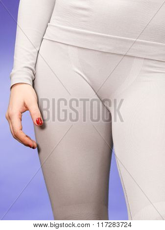 Woman In Thermal Underwear Leggings