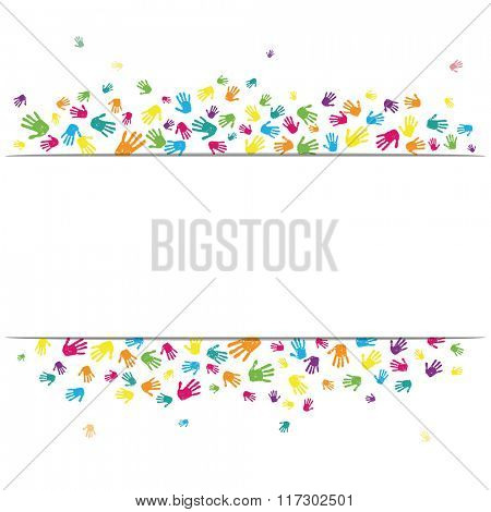 Abstract vector hand prints background