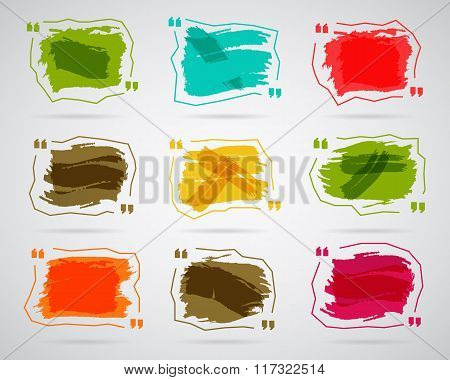Watercolor, ink, splash Quote blank templates. Quote bubbles. Empty template. Circle business card t