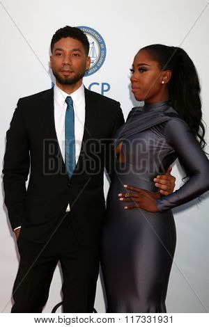 LOS ANGELES - FEB 5:  Jussie Smollett, Sevyn Streeter at the 47TH NAACP Image Awards Arrivals at the Pasadena Civic Auditorium on February 5, 2016 in Pasadena, CA