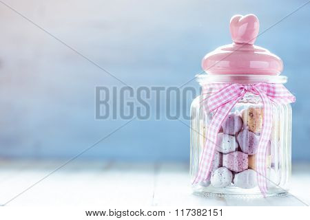 Masson Jar With Chocolate Easter Eggs
