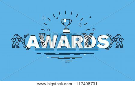 Thin line flat design word banner for awards web page