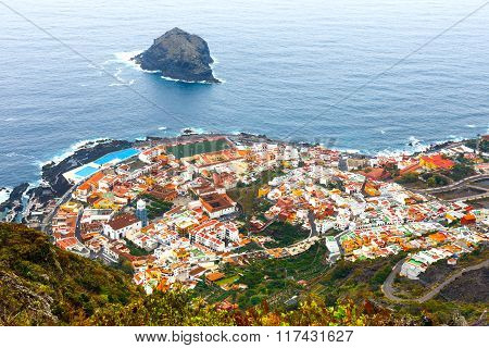 Aerial View Of Garachico Town On Tenerife Island, Canary, Spain
