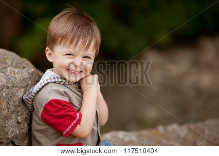 Smiling shy boy