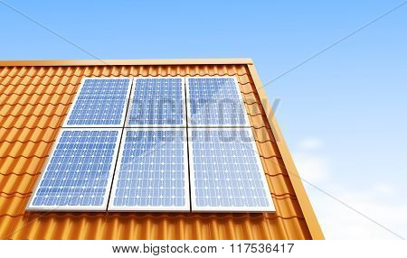 Roof Solar Panels 3D Illustrations