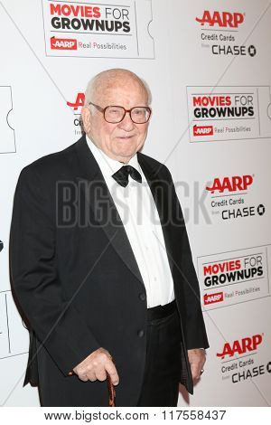LOS ANGELES - FEB 8:  Ed Asner at the 15th Annual Movies For Grownups Awards at the Beverly Wilshire Hotel on February 8, 2016 in Beverly Hills, CA