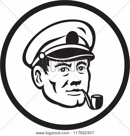 Sea Captain Smoke Pipe Circle Retro