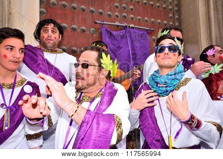 Typical Carnival Chorus (chirigota) In Cadiz.