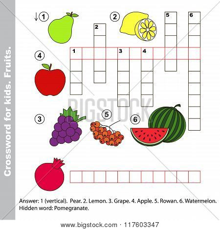 Fruit crossword for kids.