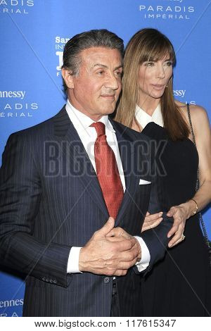 SANTA BARBARA - FEB 9: Sylvester Stallone,Jennifer Flavin at the Montecito Award at the Arlington Theatre at the 31st Santa Barbara International Film Festival on February 9, 2016 in Santa Barbara, CA