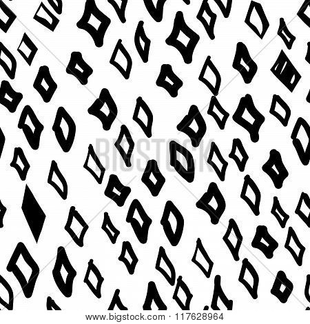 Vector Hand-painted Seamless Pattern With Abstract Rhombus Doodles