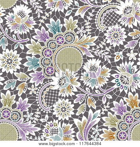 White Vector Lace. Seamless Pattern.