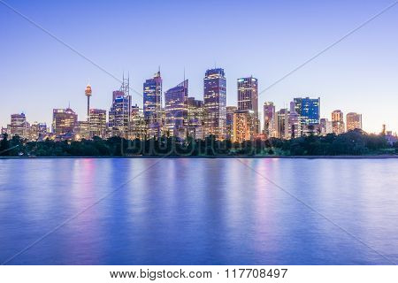 Sunset lights over the Sydney Skyline, Australia