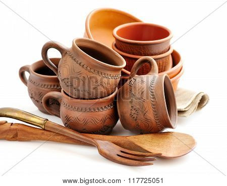 Ceramic Tableware On White Background