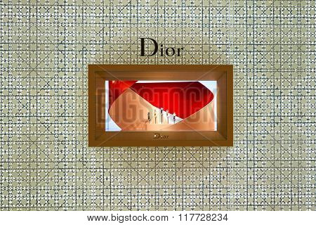 HONG KONG - JANUARY 26, 2016: design of Dior store at Elements Shopping Mall. Christian Dior SE, commonly known as Dior, is a European luxury goods company