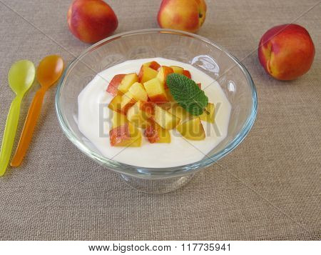 Natural yogurt with nectarines