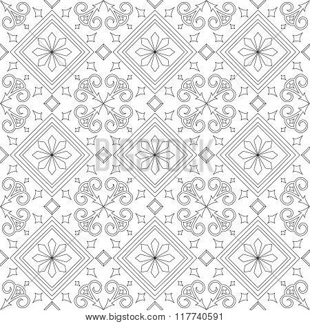 Black and white vector seamless pattern background.