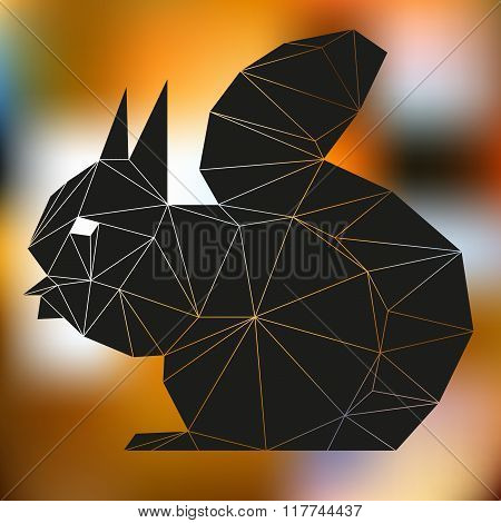 Squirrel black. Silhouettes of animals from triangles