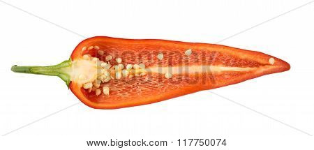 Cut Red Peppers On A White Background