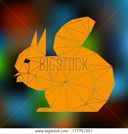 Orange Squirrel. Silhouettes of animals from triangles
