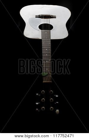 Closeup detail of guitar strings for playing music instrument talent strum strumming