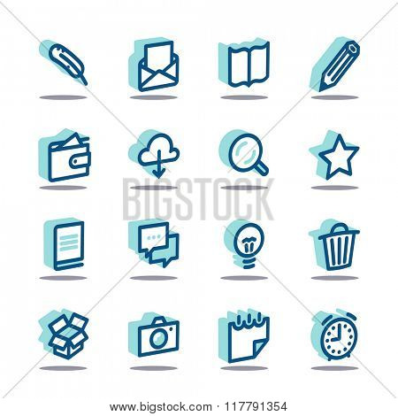 3D Business Fat Line Icon set for web and mobile. Modern minimalistic flat design elements of working with paper, reading and writing, time management and ideas