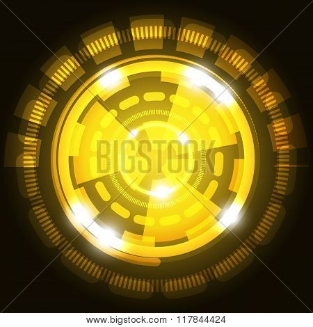Abstract Technology Yellow Background With Circles