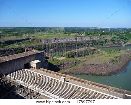 View From The Top Of Itaipu Dam On Rio Parana