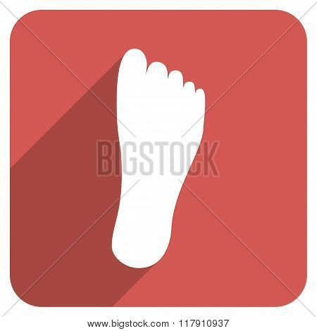 Foot Sole Flat Rounded Square Icon with Long Shadow