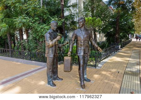 The Monument To Actors Andrei Mironov And Anatoly Papanov In Sochi.