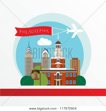 Philadelphia, detailed silhouette. Trendy vector illustration, flat style. Stylish colorful  landmar