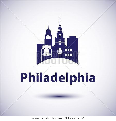 Philadelphia Pennsylvania city skyline silhouette.