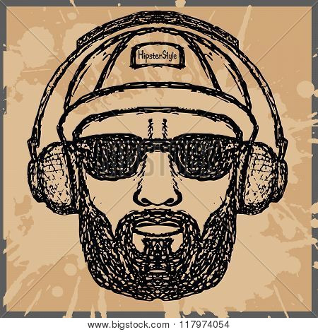 vintage Illustration of hipster style, vector illustration on th