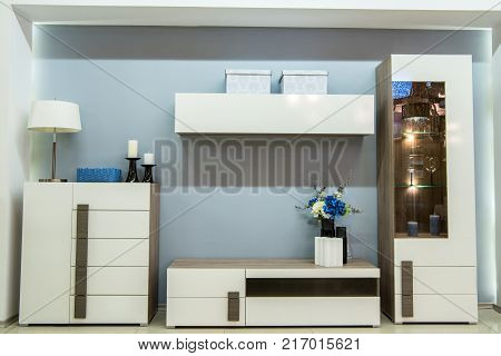 view of modern living room interior with furniture