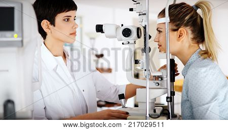 Health care, medicine, people eyesight and technology concept