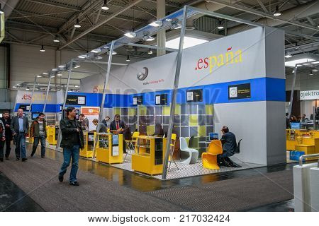 HANNOVER, GERMANY - MARCH 2, 2010: Booth of Spain at CeBIT information technology trade show in Hannover, Germany on March 2, 2010.