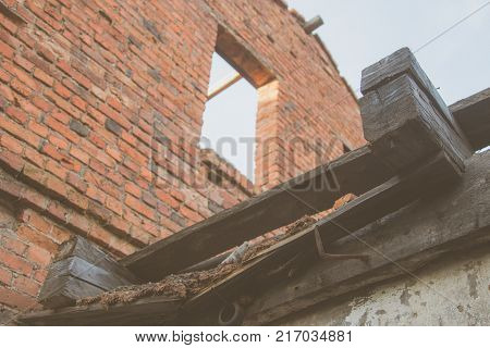 Ruins Of A Ruined Old Large Factory.