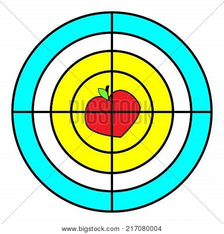 Apple in target, for a tripod. Concept achieve goal. Vector illustration isolated
