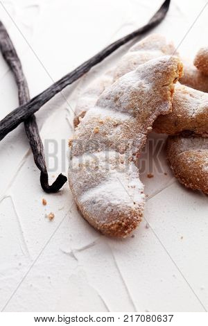 Vanille Kipferl cookies for christmas with sugar and vanille
