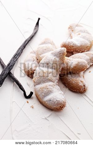 Vanille Kipferl cookies for christmas with sugar and vanille