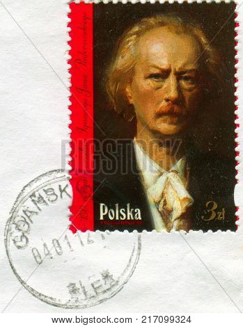 GOMEL, BELARUS, 30 NOVEMBER 2017, Stamp printed in Poland shows image of the Ignacy Jan Paderewski, was a Polish pianist and composer, politician, statesman and spokesman, circa 2017. 