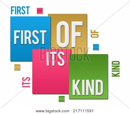 First of its kind text written over colorful background.