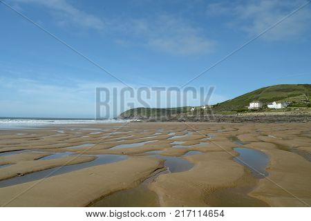 Low tide on beach at Croyde, North Devon
