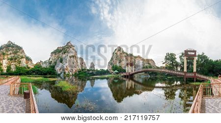beautiful view at Khao Ngoo Rock Park Ratchaburi national park in Thailand