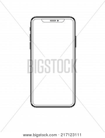 smartphone white color with blank touch screen isolated on white background. stock vector illustration eps10.