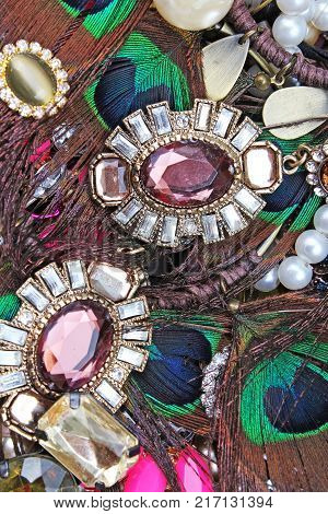 Fashion jewelrys. Fashion jewels as background. Jewelery texture. A lot of Jewells in texture. Jewellery background. Beautiful jewels pattern. Necklace earrings bracelet. Studio photo texture photography. Jewels.