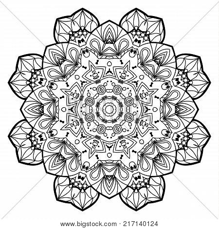 Flower Mandala. Vintage decorative elements. Oriental pattern, vector illustration. Coloring book page. Islam, Arabic, Indian, moroccan spain turkish mystic ottoman motifs