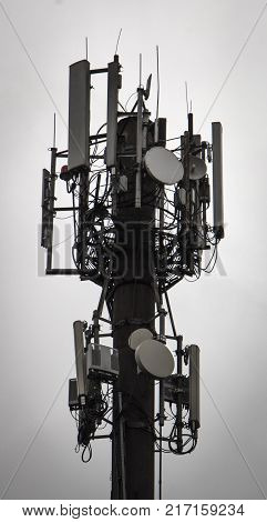 Three mobile phone communication tower transmission signal.