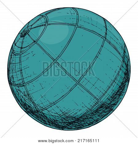 Exercise ball, cartoon illustration of gym equipment for home exercise. Vector