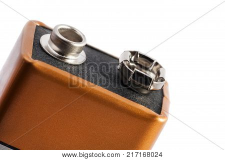 Nine volt battery isolated on white background